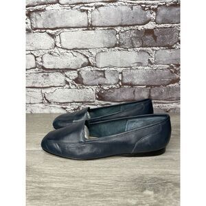 Enzo Angiolini Liberty Navy Blue Leather Square Toe Loafers Flats Women Sz 7M US